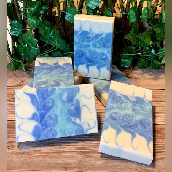 Hand Crafted Artisan Soap with Oatmeal in an Ocean Pattern (One) - Picture 9 of 9